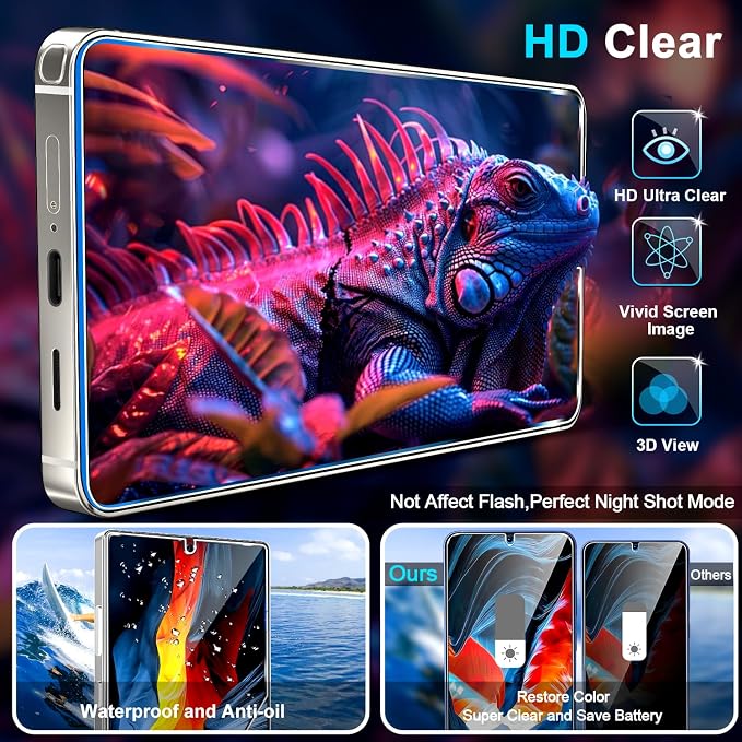 3 Pack Privacy Screen Protector for Samsung Galaxy S24 Ultra Tempered Glass, 9H+ Hardness, 12FT Military Grade Shatterproof, Auto Alignment Frame, Bubble Free Case Friendly HD Clear 6.8 Inch - Image 7