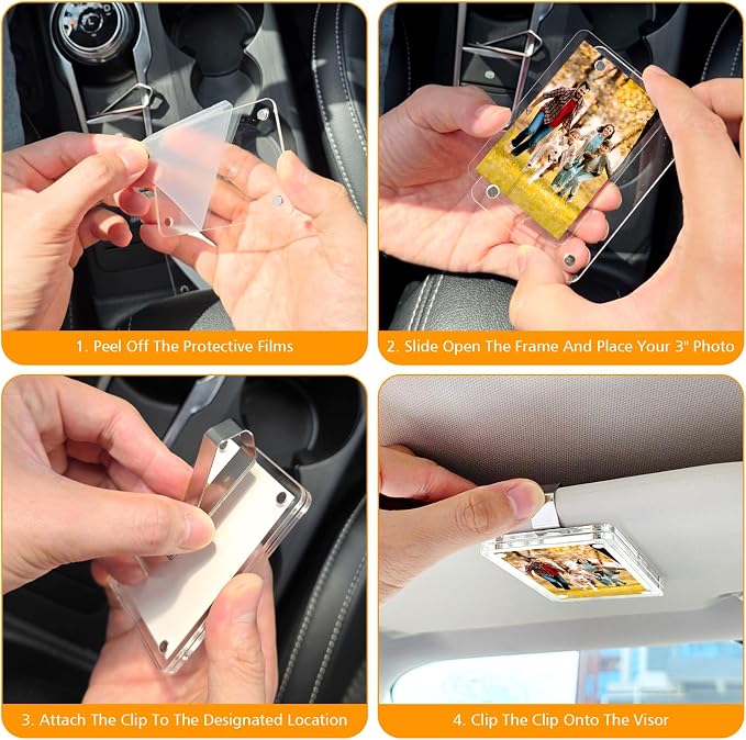 Accmor Car Picture Holder, Visor Photo Holder, Magnetic Acrylic Photo Clip | Clear, Horizontal & Vertical, Car Visor Photo Clip, Personalized Car Picture Frame, for Adding Family, Personal, Pets Photos - Image 5