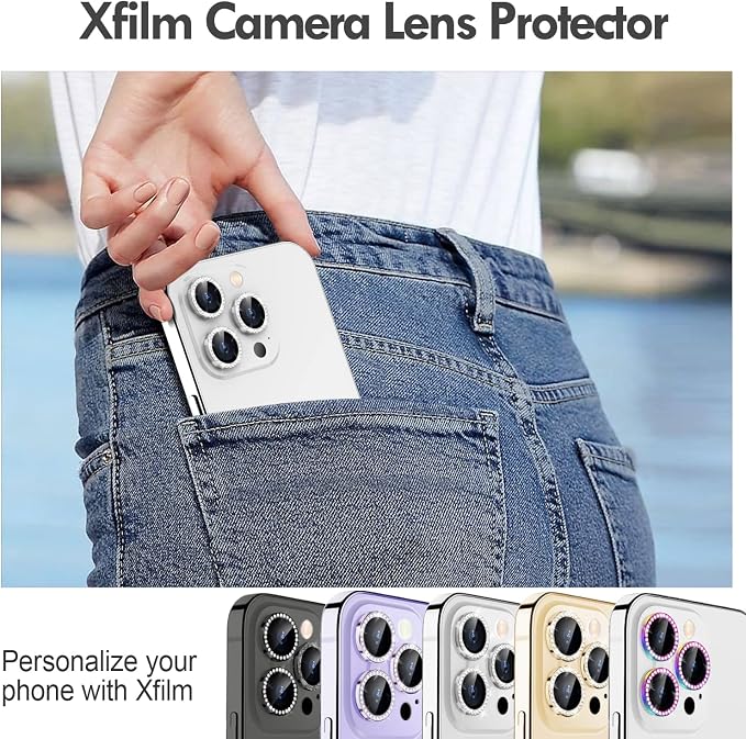 for iPhone 14 Pro/14 Pro Max Camera Lens Protector Diamond, Silver | Individual Metal, 9H Hardness, Scratch Resistant, Shockproof, Drop Protection, Case Friendly, Stylish Accessories - Image 5