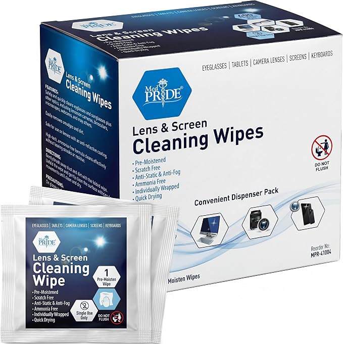 MED PRIDE Lens & Screen Cleaning Wipes, Anti-Fog, Anti-Static, 400-Count by MEDPRIDE