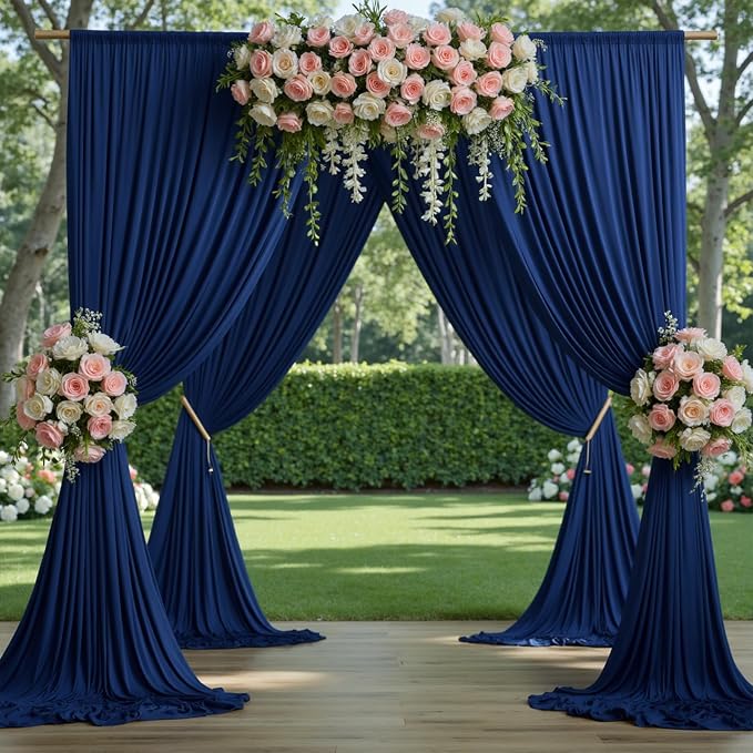 20ftx10ft Navy Blue Backdrop Curtains for Parties, Wrinkle Free Navy Photo Curtains Backdrop Drapes 4 Panels Back Drop Cloth Drapery for Wedding Birthday Photography Background - Image 3