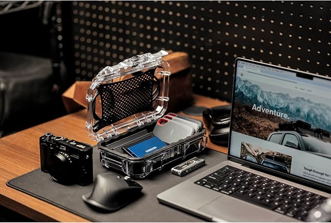 Evergreen Dry Box Tech Organizer – For Camera, Cables, Hard Drives, Memory Cards, Keys, Compatible with GoPro, Airtags (Medium, Rubber Boot, Orange) - Image 7