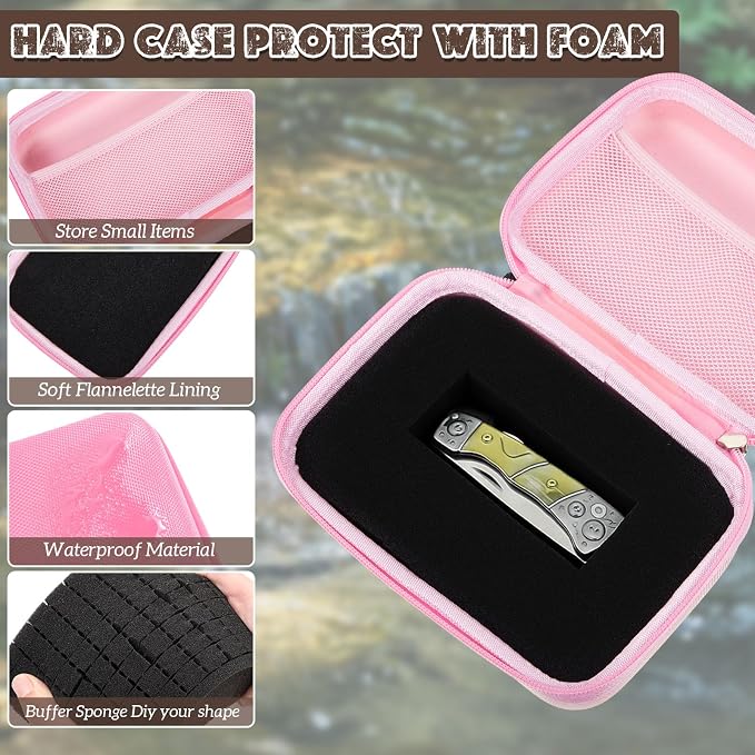 Relaxweex Hard Case with Foam, 7.8 X 6.3 X 3.5 Inch, Pink | EVA Waterproof Shockproof Case, Customizable Foam for Camera Electronics Instruments, Digital Products, with Knife - Image 3