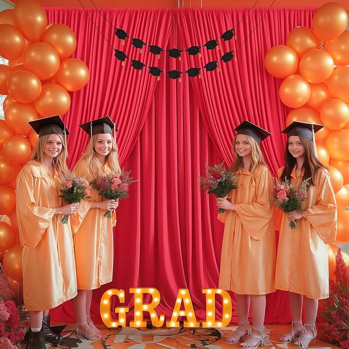 Red Backdrop Curtains 4 Panels-Wrinkle-Free Polyester Photography Drapes Party Photo Backgrounds for Wedding Christmas Photo Backdrops- 16 X10FT (Red) - Image 4