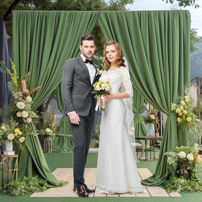 6 Panels Valley Green Backdrop Curtain for Parties Wrinkle Free Dark Green Photo Curtains Backdrop Drapes Fabric Decoration for Baby Shower Birthday Party Photography 30ft(W) x 10ft(H) by Tao-GePartyDecorations