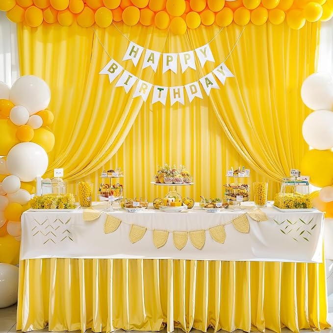 Yellow Backdrop Curtains-Wrinkle-Free Polyester Photography Drapes Party Curtain Background for Baby Shower Wedding Decorations- 40 X10FT - Image 7