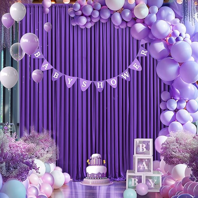 10x10 Purple Backdrop Curtain for Parties Wedding Wrinkle Free Purple Photo Curtains Backdrop Drapes Fabric Decoration for Birthday Party Photography 5ft x 10ft,2 Panels - Image 9