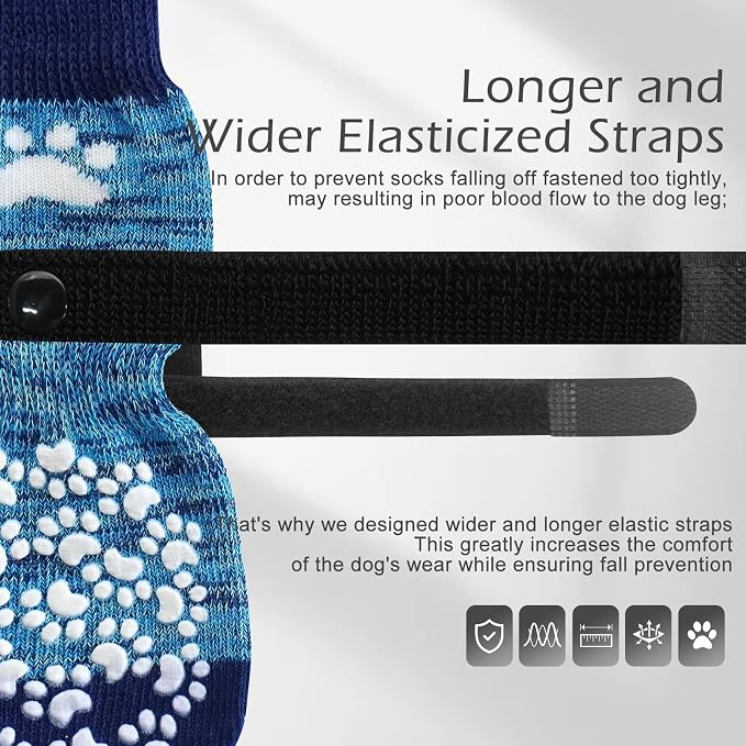 EXPAWLORER Anti Slip Dog Socks to Prevent Licking Paws, Dog Shoes for Hot Pavement, Dog Booties for Small Medium Large Senior Dogs, Traction Control Boots & Paw Protectors for Hardwood Floors - Image 3