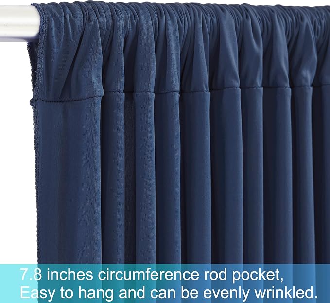 10 Panels Navy Blue Backdrop Curtains for Wedding Party Wrinkle Free Backdrops Curtain Drapes Fabric Decorations Photo Back Drop Cloth for Baby Shower Photography Stage Reception 50ft(W) x 12ft(H) - Image 7