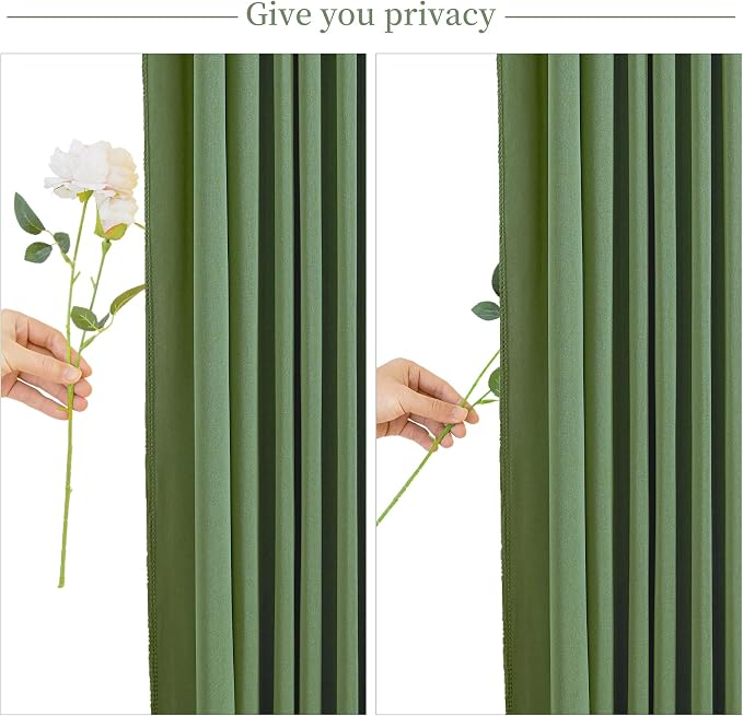 6 Panels Valley Green Backdrop Curtain for Parties Wrinkle Free Dark Green Photo Curtains Backdrop Drapes Fabric Decoration for Baby Shower Birthday Party Photography 30ft(W) x 10ft(H) - Image 5