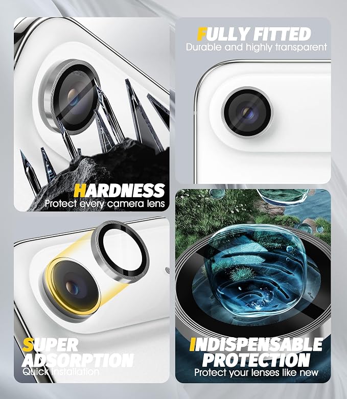 Orzero (3 Pack) Camera Lens Protector Compatible for iPhone Air 2025 / iPhone 17 Air, Protector de Cámera Individual 3D Alloy Metal Ring Glass Cover CD Pattern Case Friendly - Sliver - Image 3