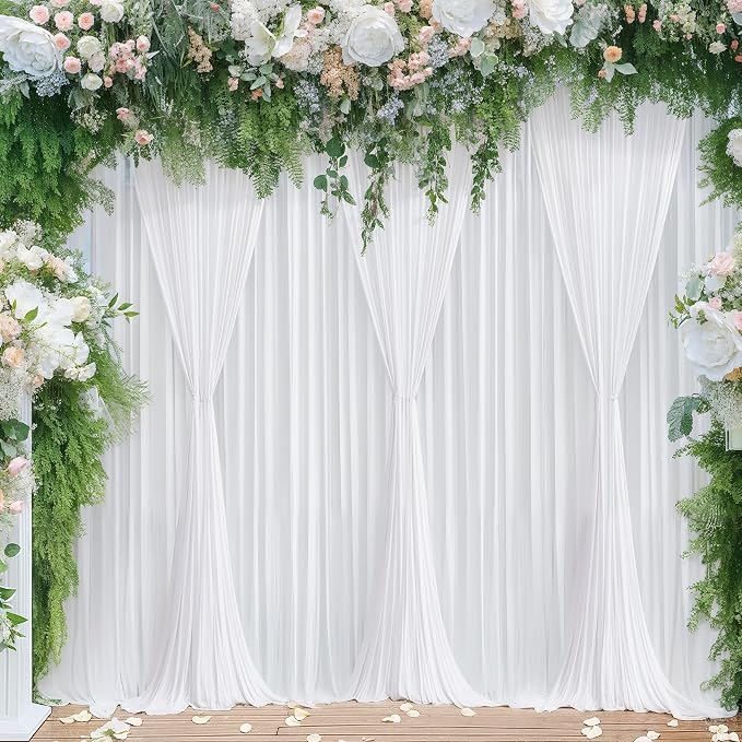 White Backdrop Curtains 10 Panels, 10 Feet Wrinkle-Free Polyester Photography Backdrop Drapes for Wedding Baby Shower Party Background Backdrop Stand- 10FTX40FT - Image 7