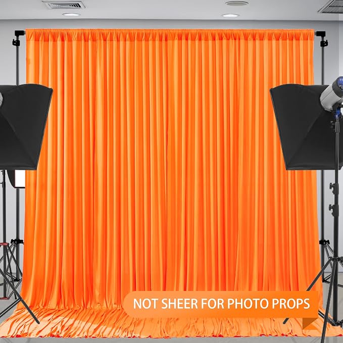Orange Backdrop Curtains - 8 Panel Wrinkle-Free Polyester Photography Drapes for Baby Shower & Birthday Party - 32 x 10FT - Image 4