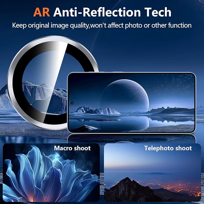 for Samsung Galaxy S26 Camera Lens Protector, Individual Metal Ring Tempered Glass Lens Cover, [Strong Adsorption] Scratch Resistant Ultra-Thin HD Clear Lens Cover, 1 Set-Clear Ring - Image 3
