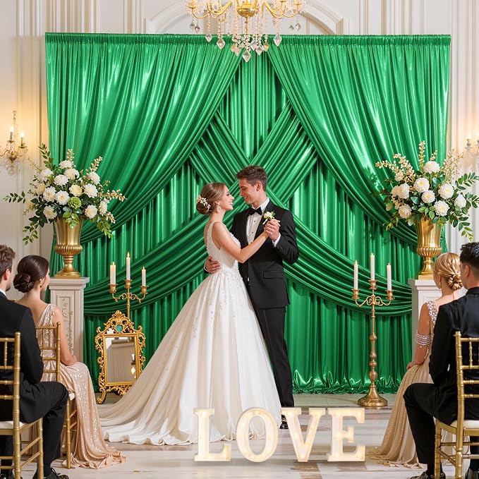 10x10ft Green Sequin Backdrop Curtains, Wrinkle Free Glitter Backdrop Drapes for Wedding Parties Photography Stage Decor, Non-Shedding 2 Panels Set (5x10ft Each) - Image 9