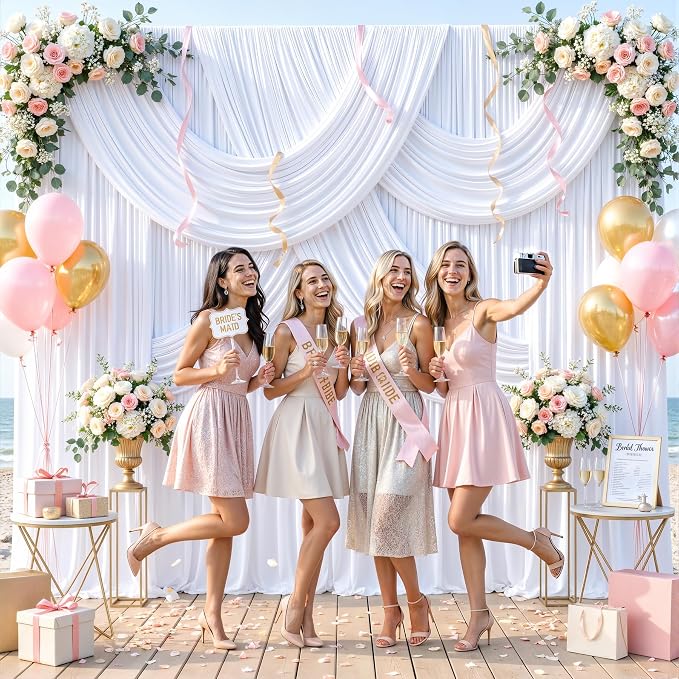 6 Panels White Backdrop Curtains for Wedding Party Wrinkle Free Backdrops Curtain Drapes Fabric Decorations Photo Back Drop Cloth for Baby Shower Photography Stage Reception 30ft(W) x 12ft(H) - Image 3