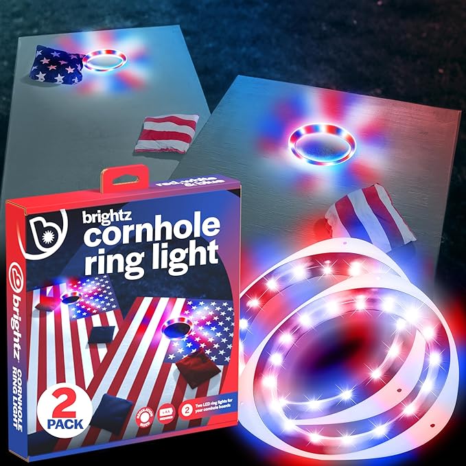 Brightz LED Cornhole Board Ring Lights, 2-Pack - 48-Hour Battery Life - Illuminate Your Game with Dazzling Glows and Ultimate Style for Non-Stop Evening Fun and Excitement (Includes Hole Lights Only) by Brightz