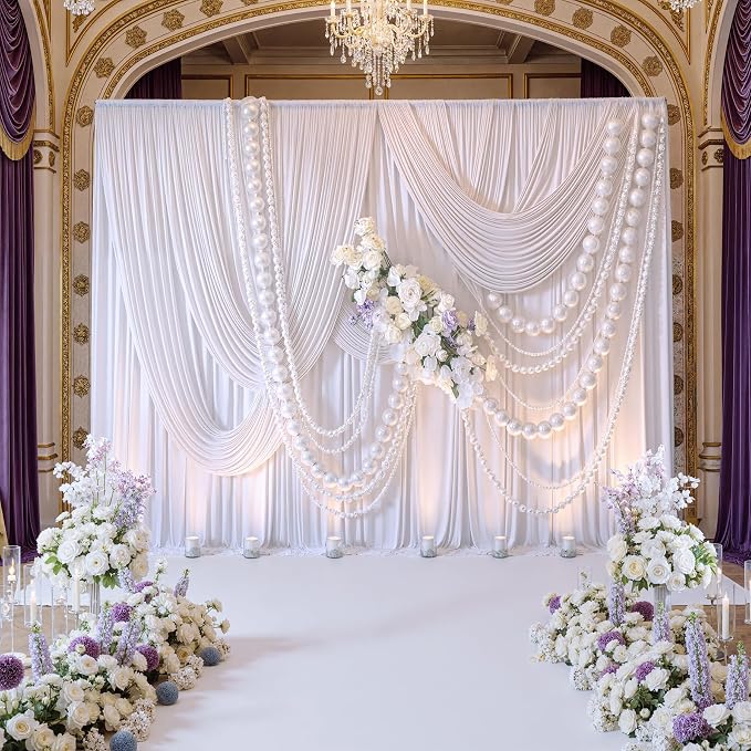 Wrinkle Free White Backdrop Curtain for Parties, Polyester Photo Backdrop Drapes for Weddings Birthday Photography Background Parties Baby Shower, 10ft x 8ft - Image 5