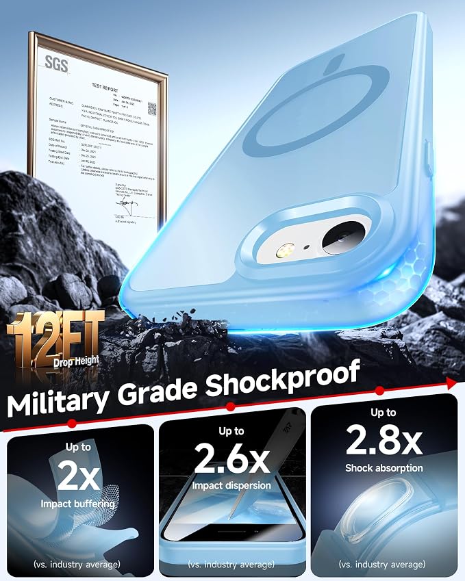LeYi for iPhone SE Case Blue 2022 (3rd Generation)/2020 (2nd) iPhone-8/7 Cases[ Screen Protector X2+ Camera Cover X2] i Phone SE3 SE2 Gen for MagSafe Magnetic Military Grade Protective, Light Blue - Image 3