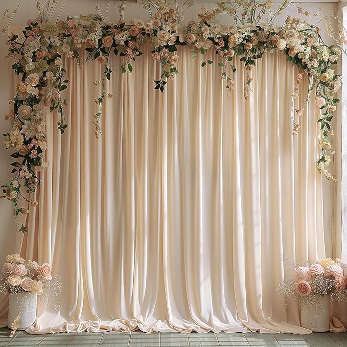 30x10ft Wrinkle Free Backdrop Curtain for Parties Soft Fabric Drapes Wedding Cream Curtain Backdrop for Birthday Party Decorations Background for Photography 5x10ft,6 Panels - Image 6