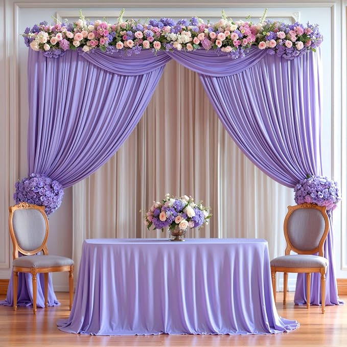 Lavender Backdrop Curtains 4 Panels - Wrinkle-Free Polyester Photography Drapes for Baby Shower & Party Background Backdrop Stand - 16 X10FT - Image 7