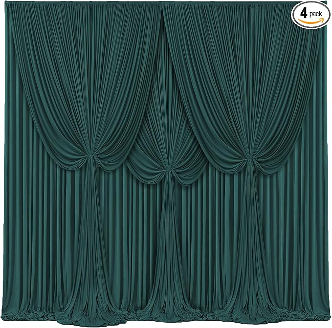 4 Panels Hunter Green Backdrop Curtains for Wedding Party Wrinkle Free Backdrops Curtain Drapes Fabric Decorations Photo Back Drop Cloth for Baby Shower Photography Stage Reception 20ft(W) x 12ft(H) by Tao-GePartyDecorations