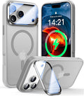 VOFATA [Upgraded Full Camera Protection] for iPhone 17 Pro Case with Camera Cover Stand [Fit for MagSafe][10FT Mil-Grade Protection] Translucent Magnetic iPhone 17 Pro Phone Case, Grey by VOFATA