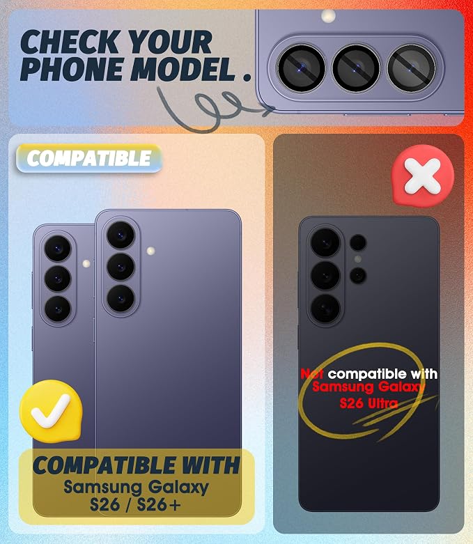 Orzero (2 Sets Camera Lens Protector for Samsung Galaxy S26 / S26 Plus, [EZ Install] [Case-Friendly] 9H Tempered Glass Lens Cover, Military-Grade Shockproof, HD Clarity Anti-Glare (Transparent) - Image 2