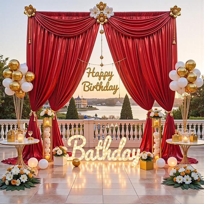 20x10FT Red Sequin Backdrop Curtain for Party - 4 Panels 5x10FT Wrinkle-Free Shimmer Drapes for Birthday, Wedding, Christmas, Decorations & Photography - Image 3