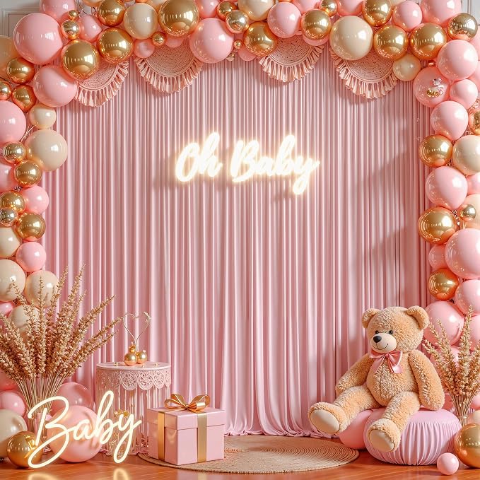 Rose Backdrop Curtains-Wrinkle-Free Polyester Photography Drapes Party Curtain Background for Baby Shower Wedding Decorations- 16 X10FT - Image 4