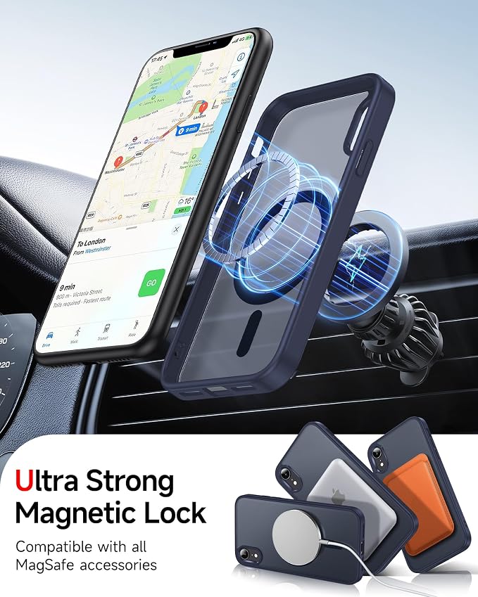 LeYi for iPhone-XR Case Blue with Screen Protector X2 + Camera Cover X2:[ MagSafe Compatible] Magnetic Slim Cases for i Phone iphoneXR Protective Women Men Fundas para 10XR, Navy Blue - Image 4