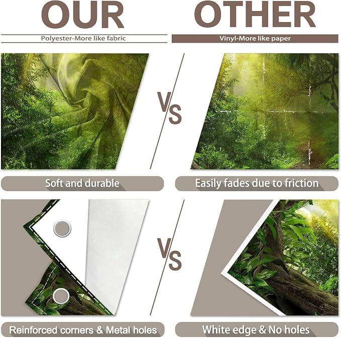 8x6ft Jungle Forest Photography Backdrop Rainforest Background | Tropical Kids Adults Party Supplies, Natural Scenery Banner, Safari Photo Booth, Polyester, Grommets, 1PC - Image 5