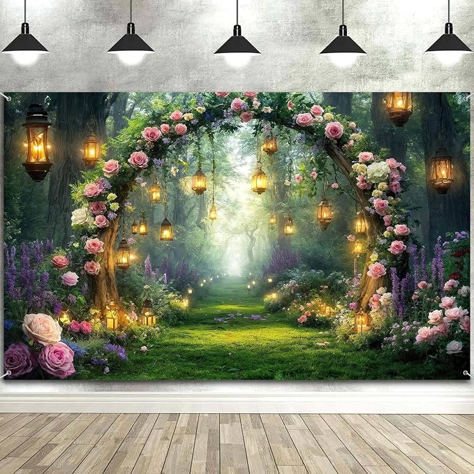 12x10ft Purple Flower Wedding Photography Backdrop Lavender Floral Wedding Bridal Photography Backdrop Anniversary Birthday Baby Shower Girl Party Banner Photo Booth Props Background Wall Decor - Image 6