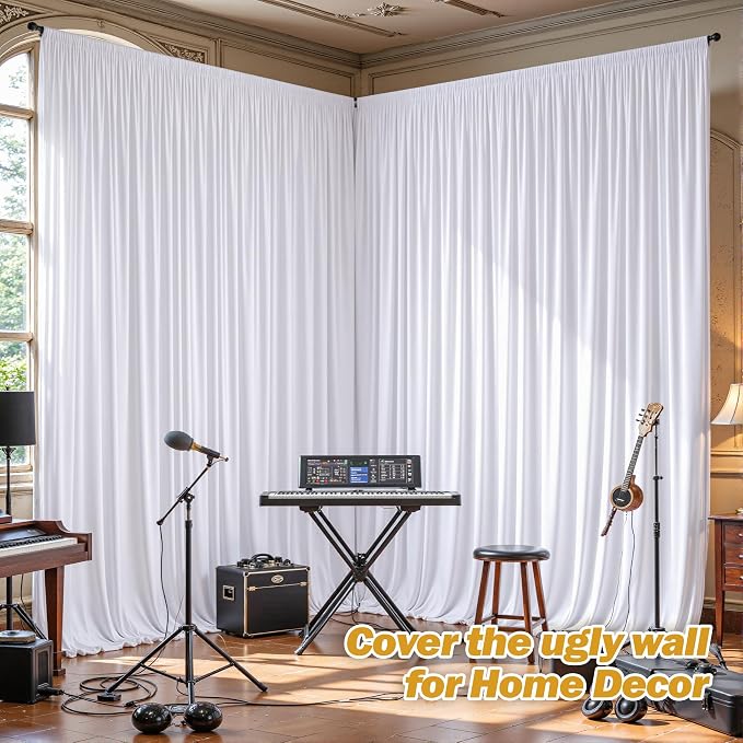 16ftx10ft Wrinkle Free White Backdrop Curtain - 10 Feet Photography Backdrop Drapes, Silky Polyester Back Drop Cloth for Wedding Baby Shower Balloon Arch Background - Image 4