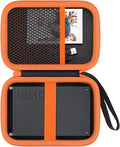 Hard Travel Case for Fujifilm Instax Mini Link+ Printer | Shockproof, With Handle, Hard Shell Exterior, Storage Compartment, Portable Carrying Box, Black Case+Orange Zipper by Flaxune