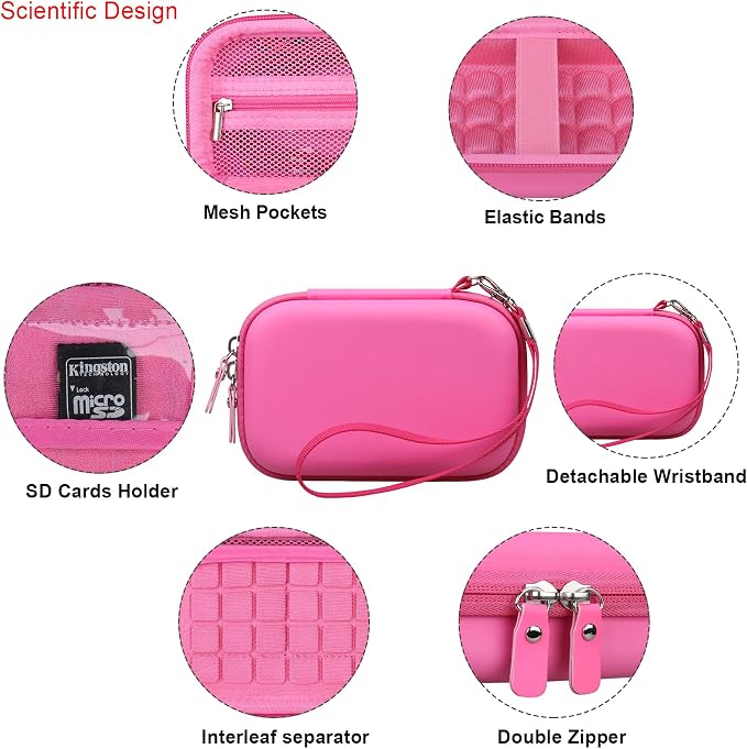 Elonbo Case for Kodak x Barbie Instant Smartphone Portable Photo Printer | Kodak x Barbie Portable Mini Color Wireless Mobile Printer Hard Travel Bag, Instant Picture Printer Storage Holder, Pink - Image 4