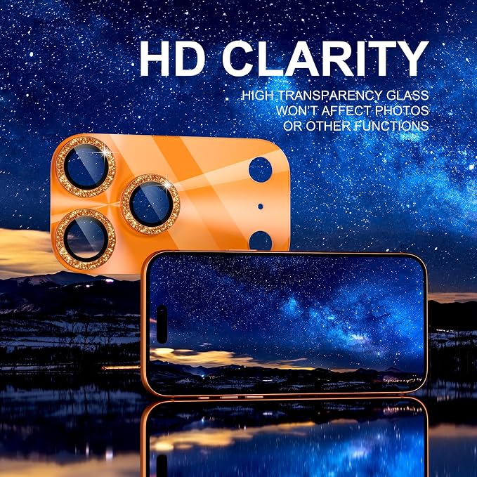 Choiche for iPhone 17 Pro Camera Lens Protector, Light-Orange | Bling Metal Camera Cover with 9H Tempered Glass Lens Screen Protector Accessories, Strong Adsorption, Case-Friendly, 6.3-inch - Image 6