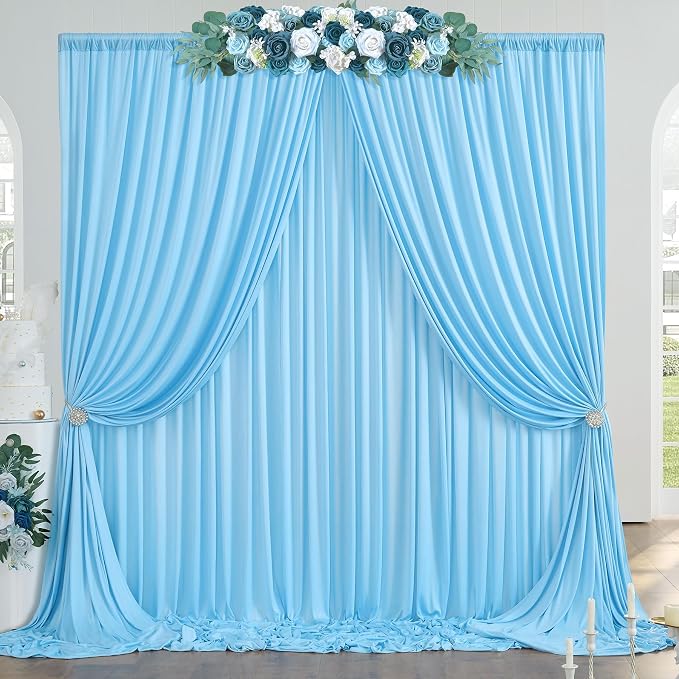 10x8ft Wrinkle Free Baby Blue Backdrop Curtains for Parties, Thick Fabric Backdrop Drapes for Wedding Birthday Photography Baby Shower Party Background - Image 8