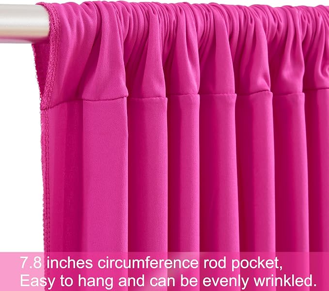 4 Panels Hot Pink Backdrop Curtains for Wedding Party Wrinkle Free Backdrop Curtain Drapes Fabric Decoration Fuchsia Photo Back Drop Cloth for Baby Shower Photography Stage Reception 20ft(W) x 12ft(H) - Image 7