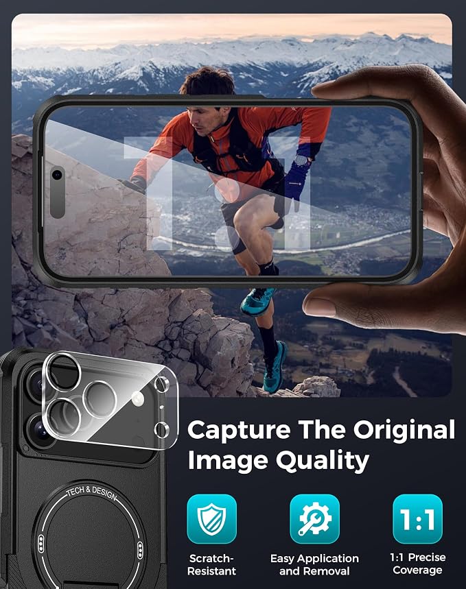Goton 3 in 1 for iPhone 17 Pro Case with Privacy Screen Protector Black | Glass Camera Lens Protector,Compatible for MagSafe,Invisible Kickstand, Shockproof Phone Cover for iPhone 17Pro - Image 7