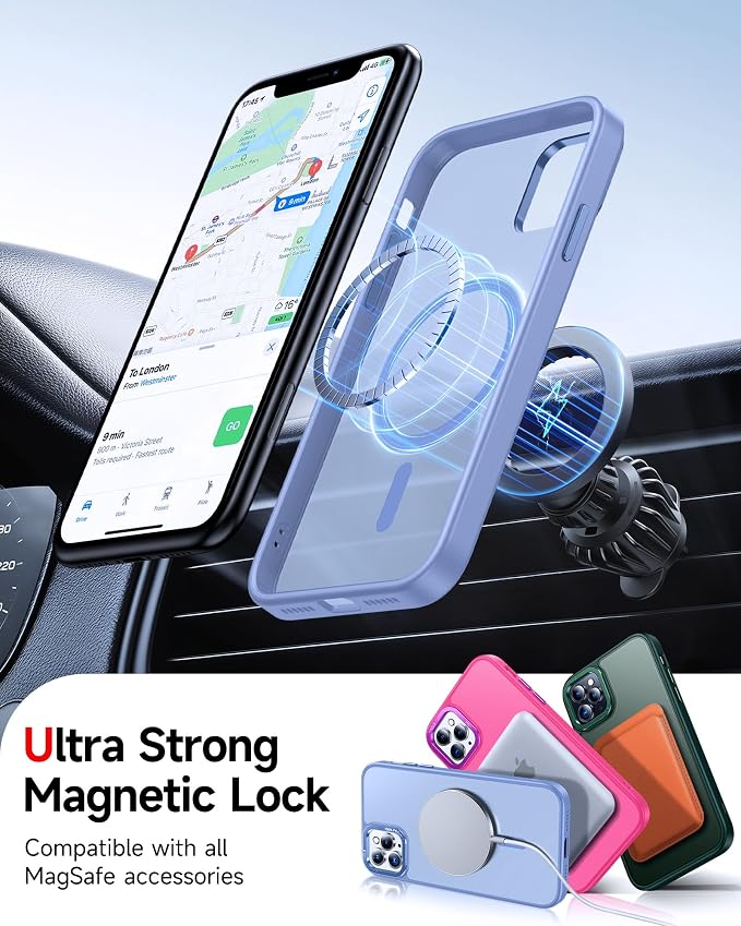 LeYi for iPhone-11-Pro-Max Cases Blue with Screen Protector X2 + Camera Cover X2[ MagSafe Compatible] Magnetic Military Grade Protective Phone Case for iPhone 11promax i Phone 11pro max, Light Blue - Image 3
