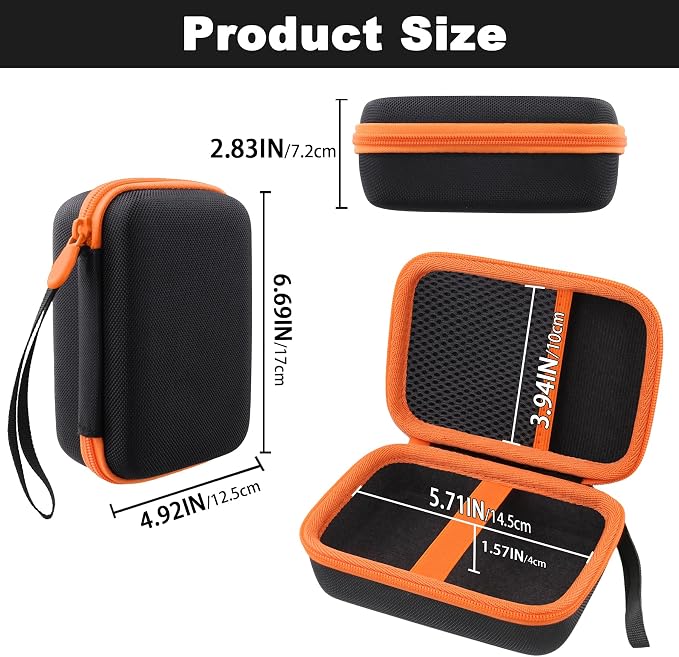 Hard Travel Case for Fujifilm Instax Mini Link+ Printer | Shockproof, With Handle, Hard Shell Exterior, Storage Compartment, Portable Carrying Box, Black Case+Orange Zipper - Image 7