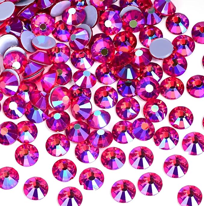 Jollin Hotfix Rhinestones Flatback Crystal Gems 3.2mm SS12, Siam AB | 1440pcs Hot Fix Crystals Glass Rhinestones for Bedazzling, Crafting, Clothes, Shoes & Accessories DIY Decoration by Jollin