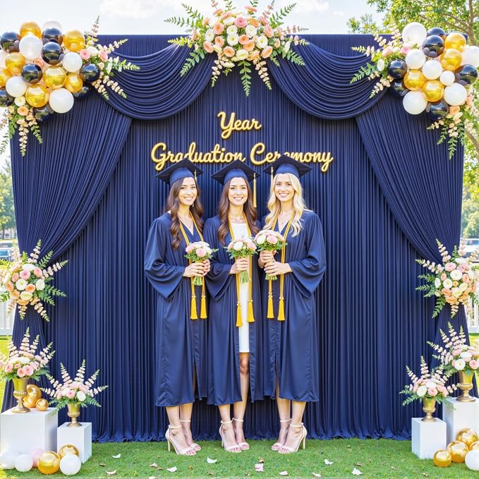 10x10 Navy Blue Backdrop Curtain for Parties Wrinkle Free Photo Curtains Backdrop Drapes Fabric Decoration for Wedding Birthday Party Baby Shower 5ft x 10ft,2 Panels - Image 4