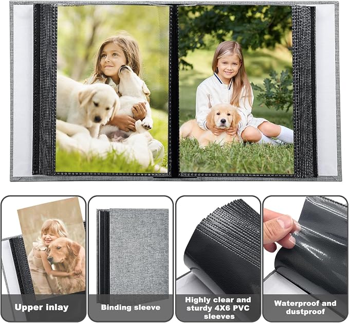 Photo Album 4x6 100 Pockets for Wedding Gifts,Linen Hardcover Picture Albums for Family Anniversary Baby Vacation Pictures - Image 6