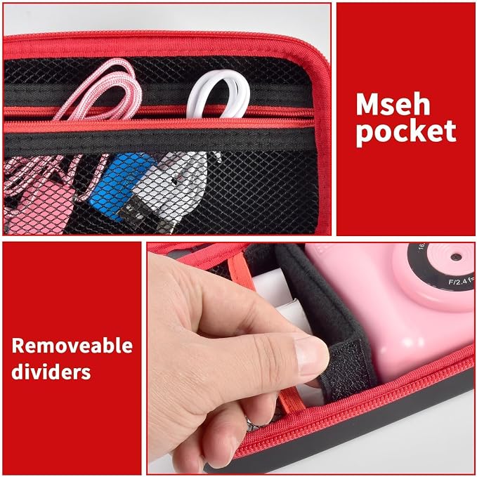 Kids Instant Print Camera Case, Travel Storage Bag for Girls Boys | for ESOXOFFORE for Dylanto for Anchioo for WEEFUN for GKTZ for Amzelas for Mafiti, Mesh Pocket, Wrist Strap, Black - Image 3