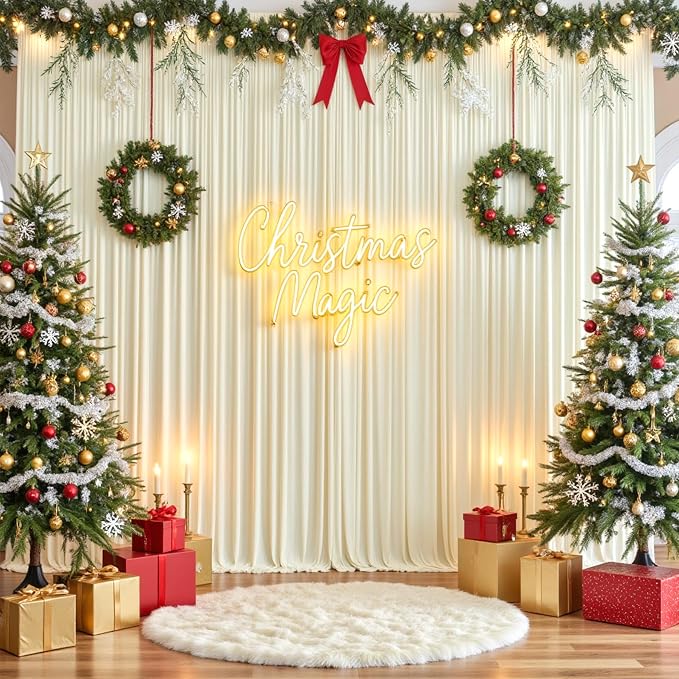 30x12 ft Ivory Backdrop Curtains for Weddings Parties, Birthdays and Photos | 6 Panels 5x12 ft, Wrinkle-Free Polyester Drapes, Washable, Ironable, 4 in Rod Pocket for Baby Showers Photography Background - Image 4