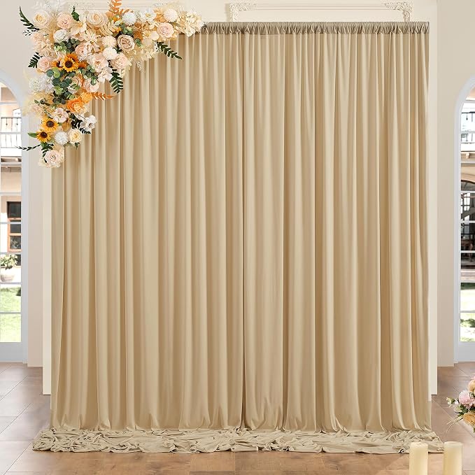 10ft x 10ft Wrinkle Free Champagne Backdrop Curtains for Parties, Polyester Photo Backdrop Drapes 2 Panels 5x10ft Cloth for Wedding Birthday Party Photography Background - Image 6