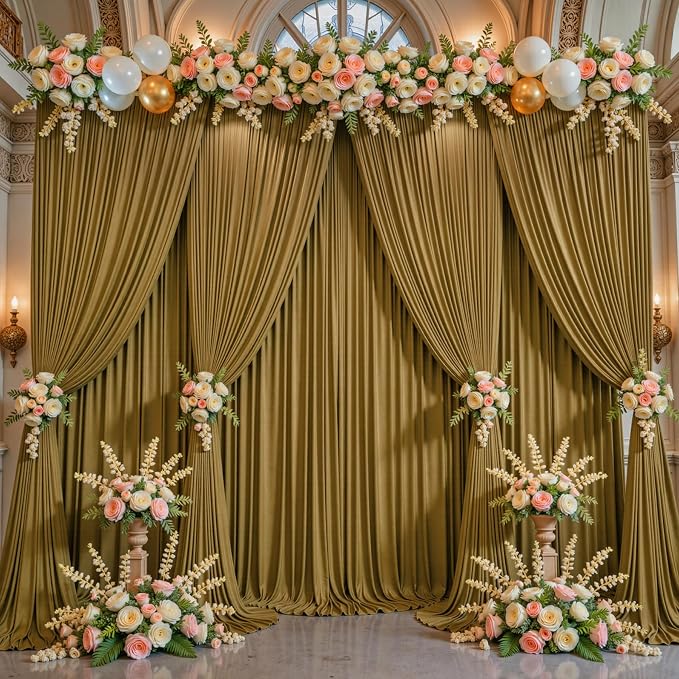 Brown Backdrop Curtains-Wrinkle-Free Polyester Photography Drapes Party Curtain Background for Baby Shower Wedding Decorations- 24 X10FT (Brown) - Image 7