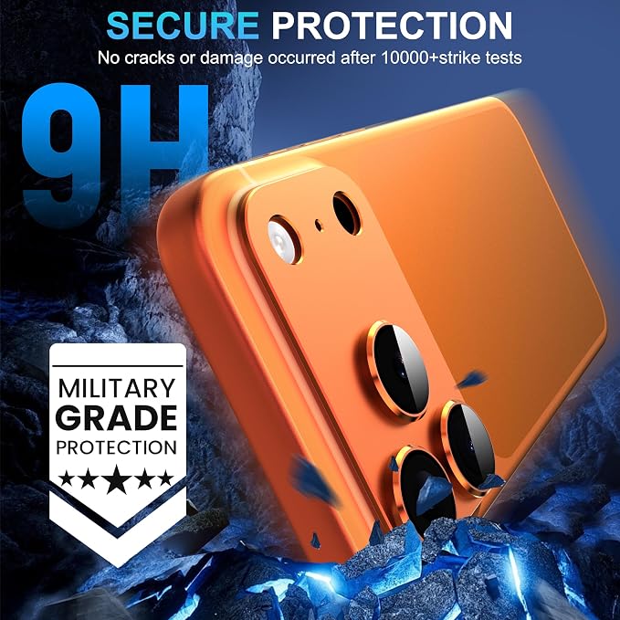 Suoman for iPhone 17 Pro Max Camera Lens Protector -Orange | [All-in-one Frosted] [Strong-Adhesion] Metal Frame Tempered Glass Camera Lens Cover - Image 4